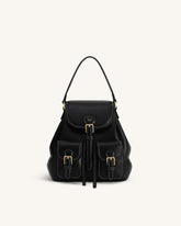 Harper Buckle Pocket Backpack - Black