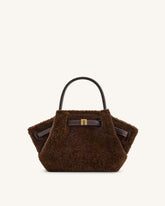 Hana Mini Faux Fur Tote Bag - Dark Brown