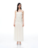 Galadriel 3D Floral Sequin Maxi Dress - White