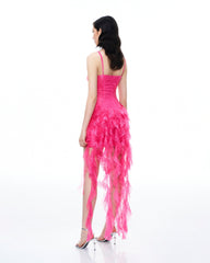 Selene 3D Floral Lace Mini Dress - Pink