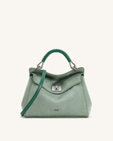 Lucia Classic Faux Suede Top Handle Bag - Matcha Green