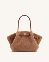 Hana Medium Faux Fur Tote Bag - Coffee Brown