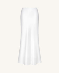 Liquid Satin Mermaid Maxi Skirt - White