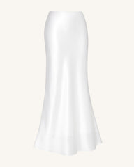 Liquid Satin Mermaid Maxi Skirt - White
