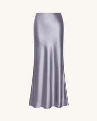 Liquid Satin Mermaid Maxi Skirt - Silver