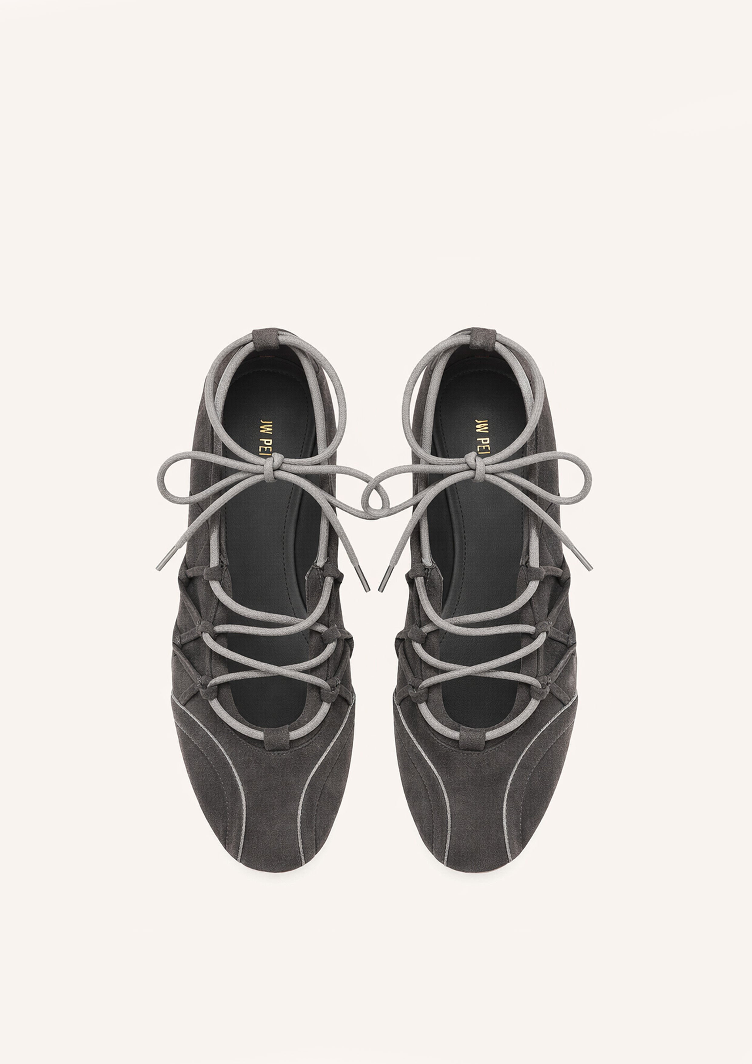 Iria Lace-Up Ballet Flats - Dark Grey
