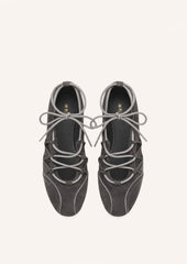 Iria Lace-Up Ballet Flats - Dark Grey