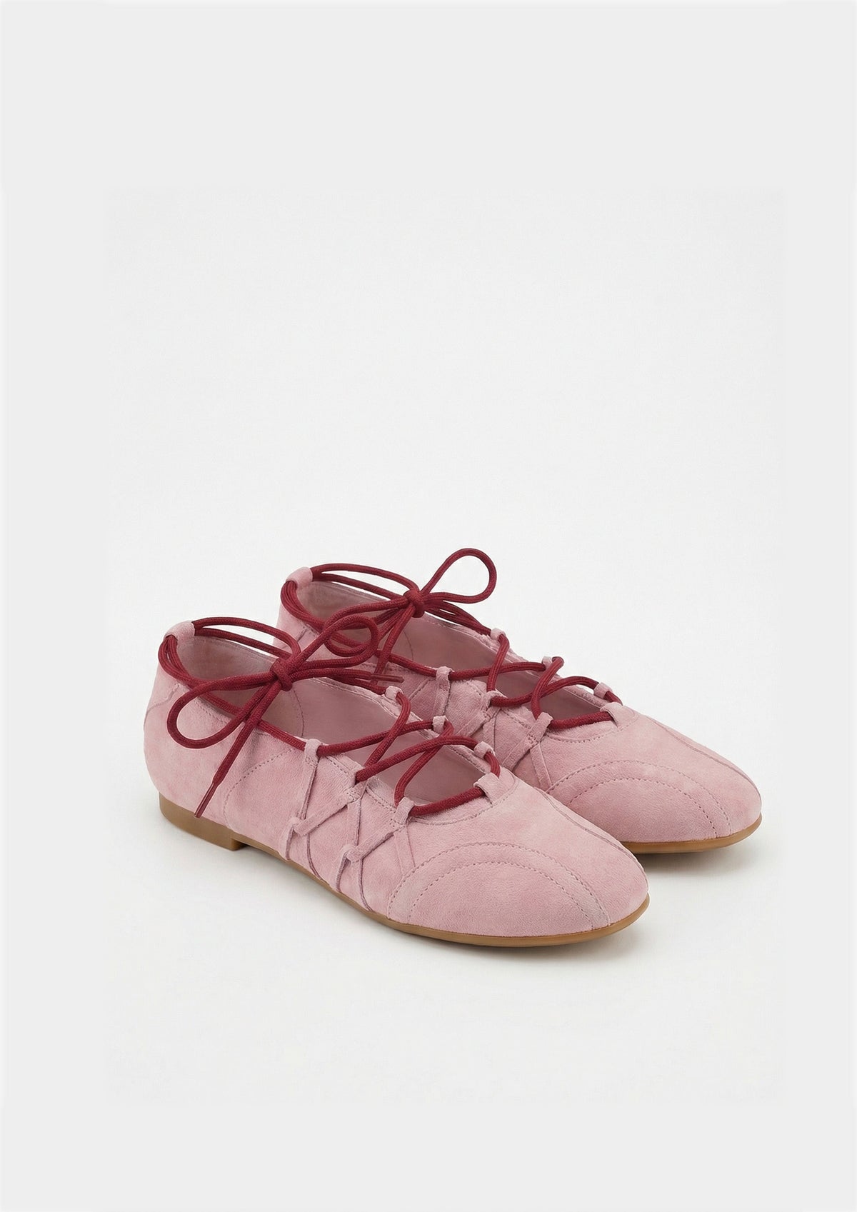 Iria Lace-Up Ballet Flats - Dusty Rose