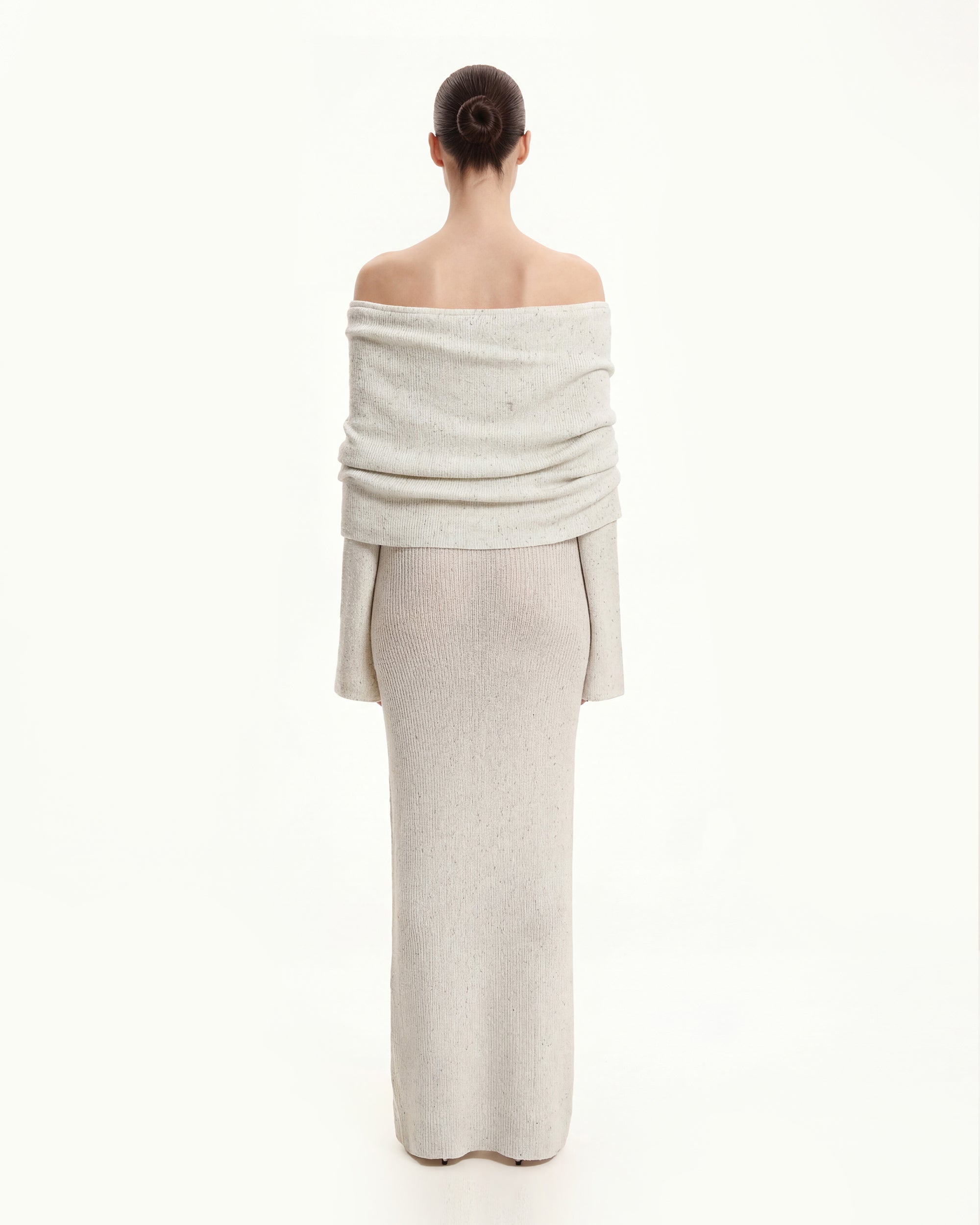 Knit Off-Shoulder Maxi Dress - Cream