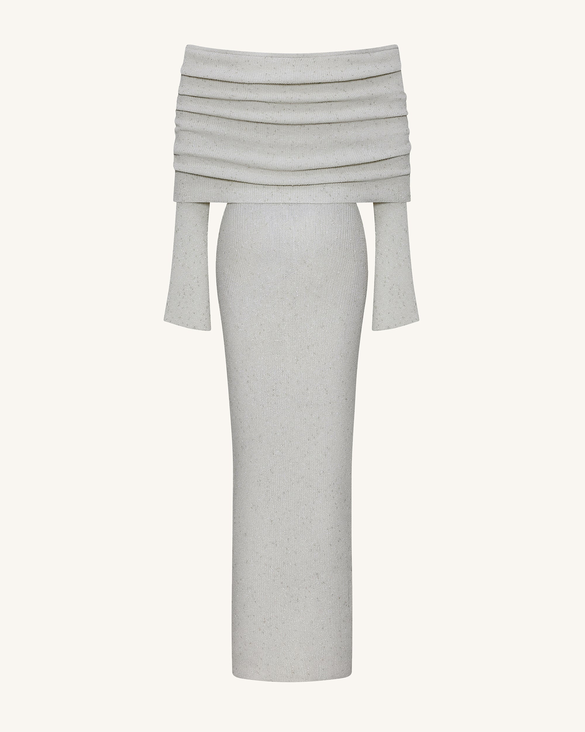 Knit Off-Shoulder Maxi Dress - Cream