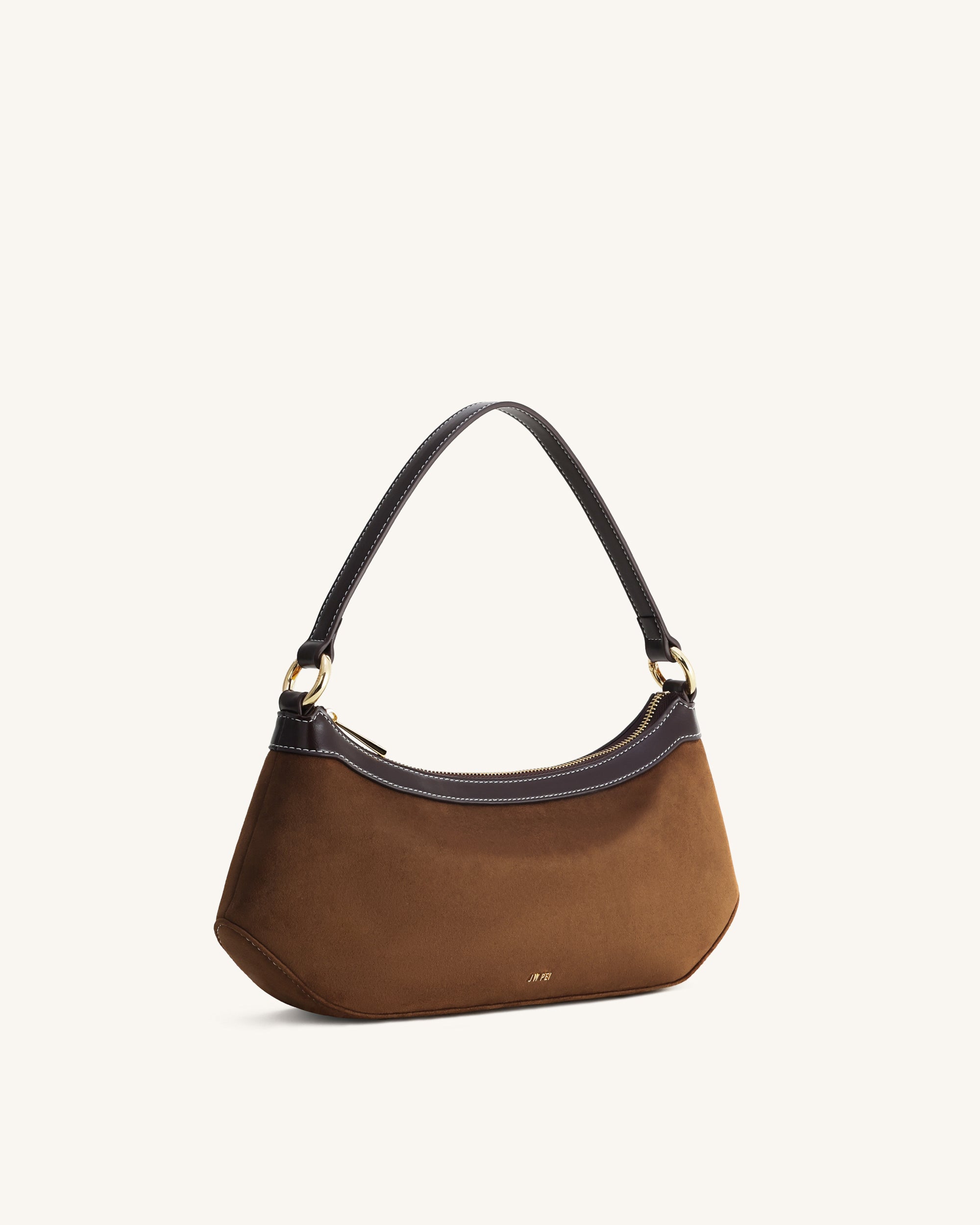 Lily Faux Suede Shoulder Bag - Dark Brown
