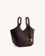 Ines Padlock Tote Bag - Dark Brown