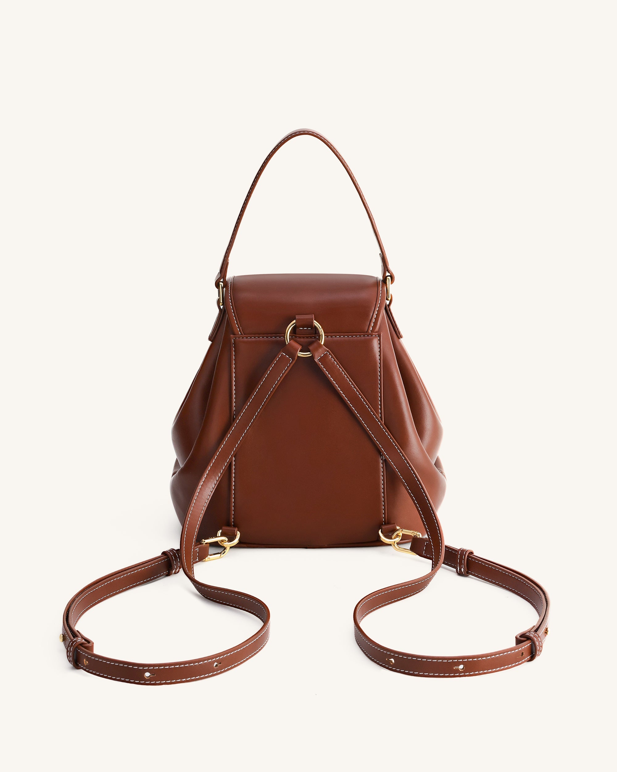Harper Buckle Pocket Backpack - Dark Brown
