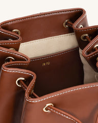 Harper Buckle Pocket Backpack - Dark Brown