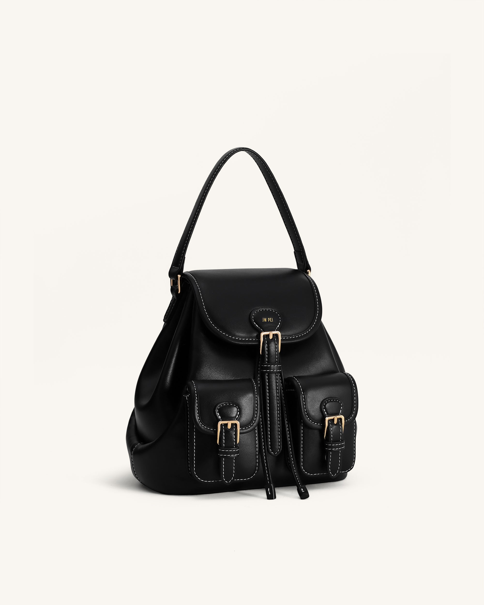 Harper Buckle Pocket Backpack - Black