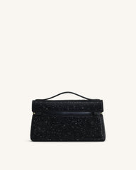 Thea Artificial Crystal Top Handle Bag - Black