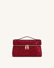 Thea Artificial Crystal Top Handle Bag - Red