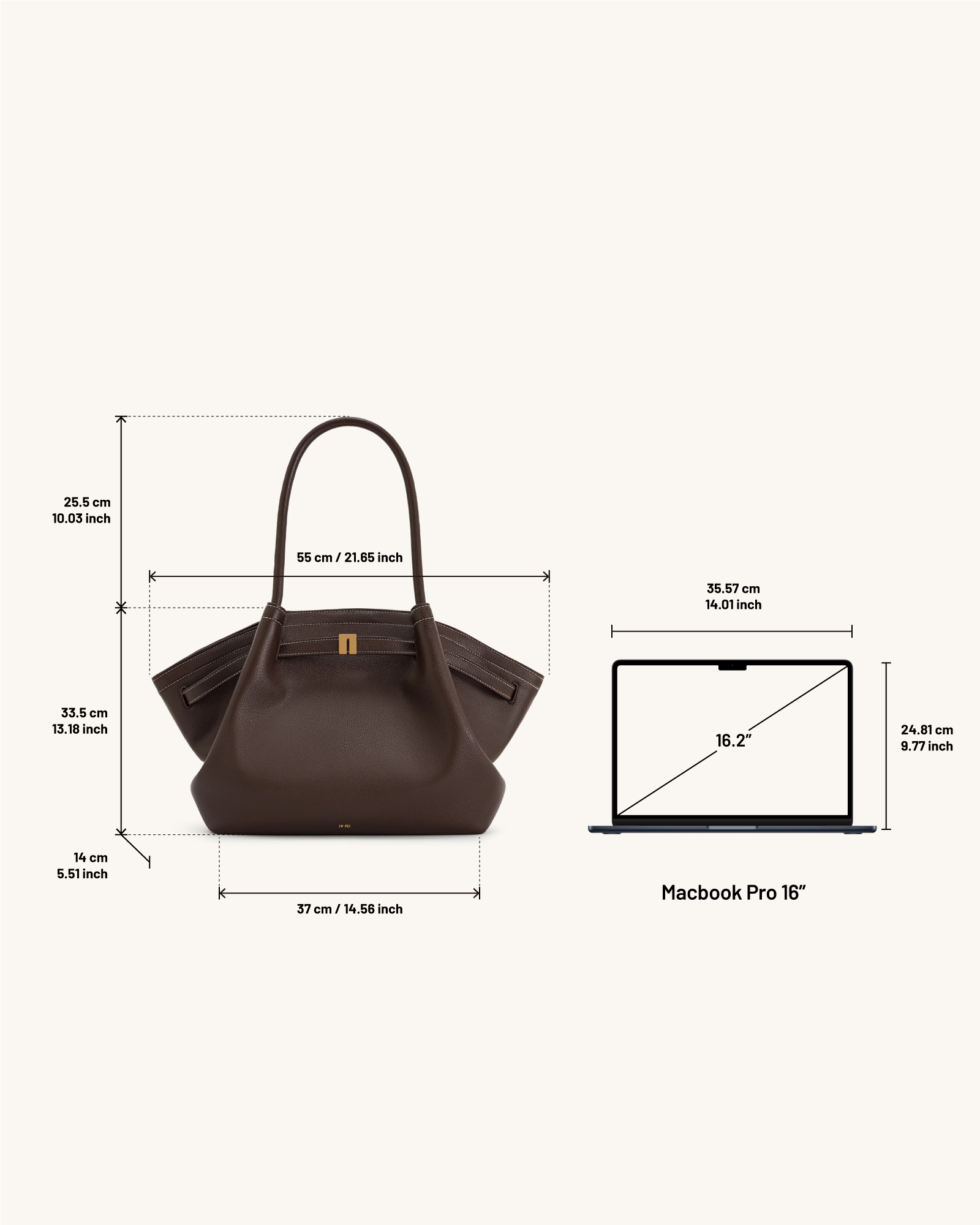 Hana Large Tote Bag - Dark Brown