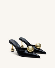 Sofia Sphere Heel Mules - Black