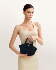 Hana Mini Faux Suede Tote Bag - Black
