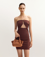 Hana Mini Faux Suede Tote Bag - Brown