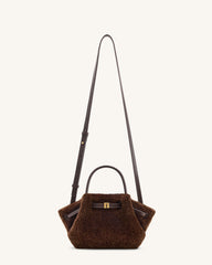 Hana Mini Faux Fur Tote Bag - Dark Brown