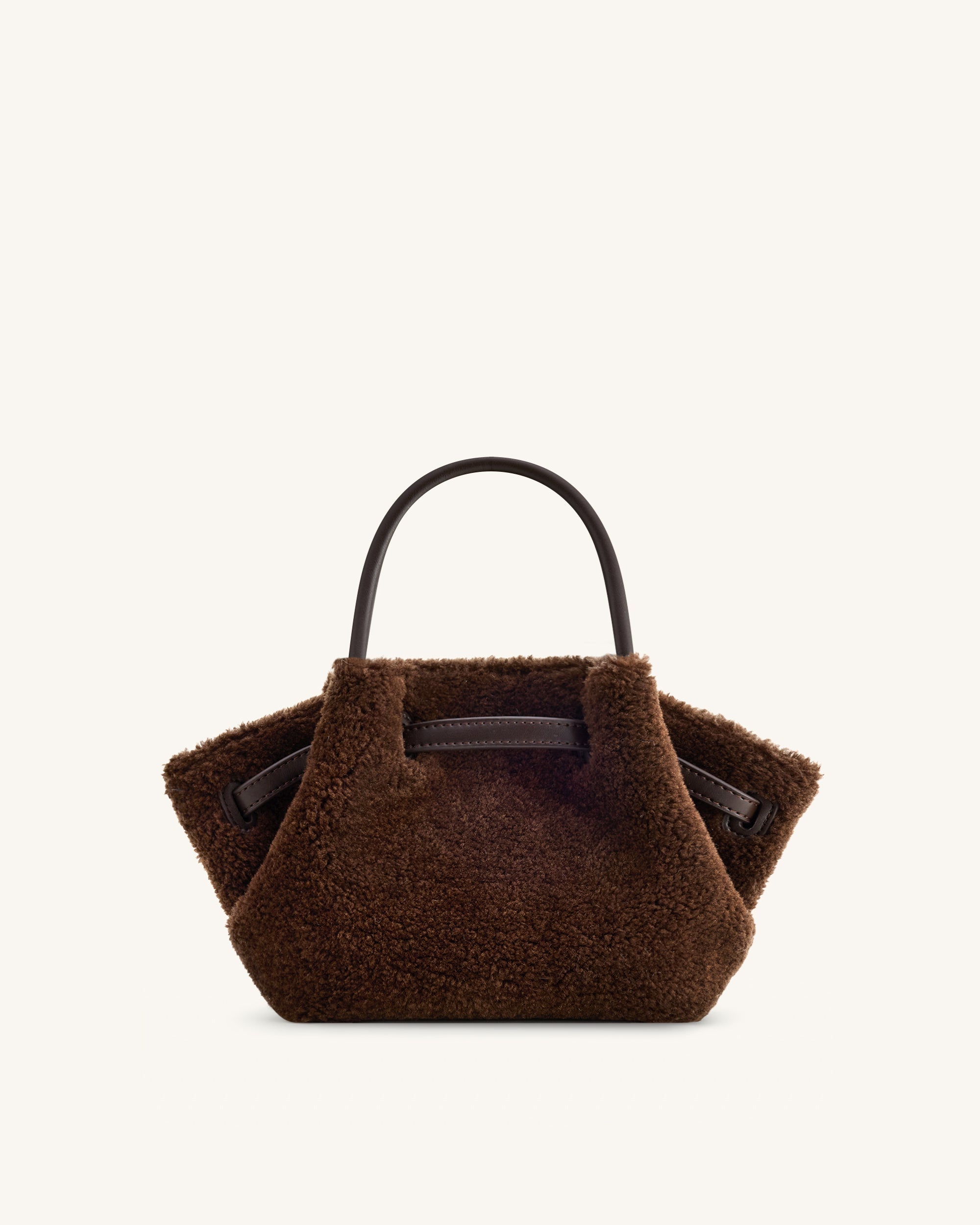 Hana Mini Faux Fur Tote Bag - Dark Brown