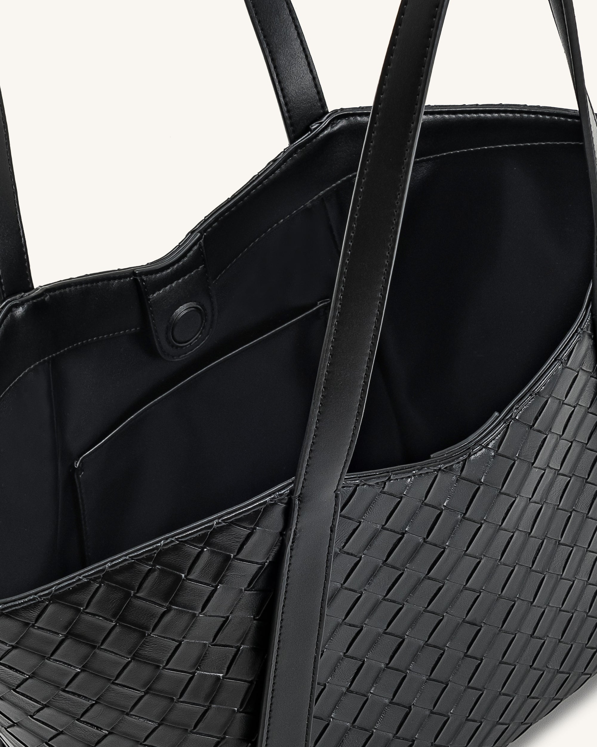 Kiana Large Capacity Weave Texture Tote Bag - Black