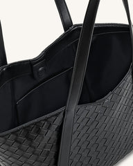 Kiana Large Capacity Weave Texture Tote Bag - Black
