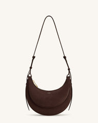 Sharon Faux Suede Crossbody Bag - Coffee Brown