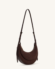 Sharon Faux Suede Crossbody Bag - Coffee Brown