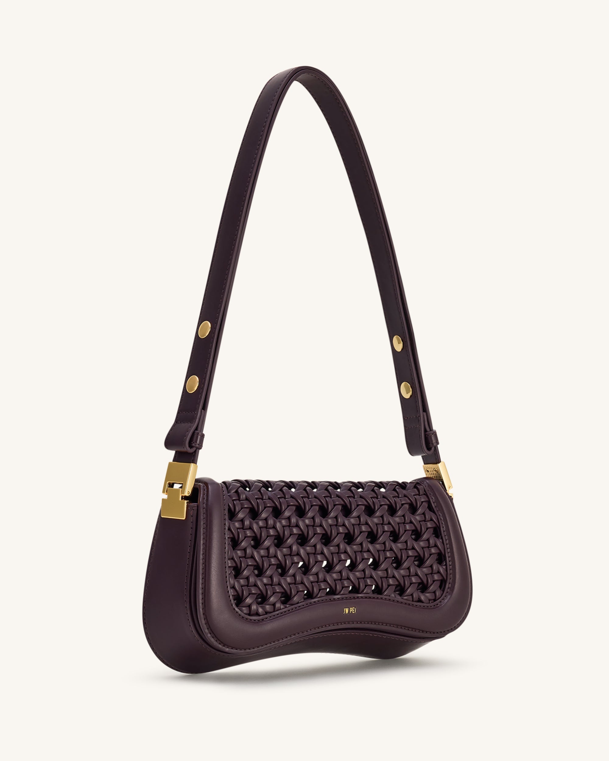 Joy Woven Shoulder Bag - Dark Red