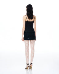 Seilena 3D Floral Sequin Mini Suits - Black