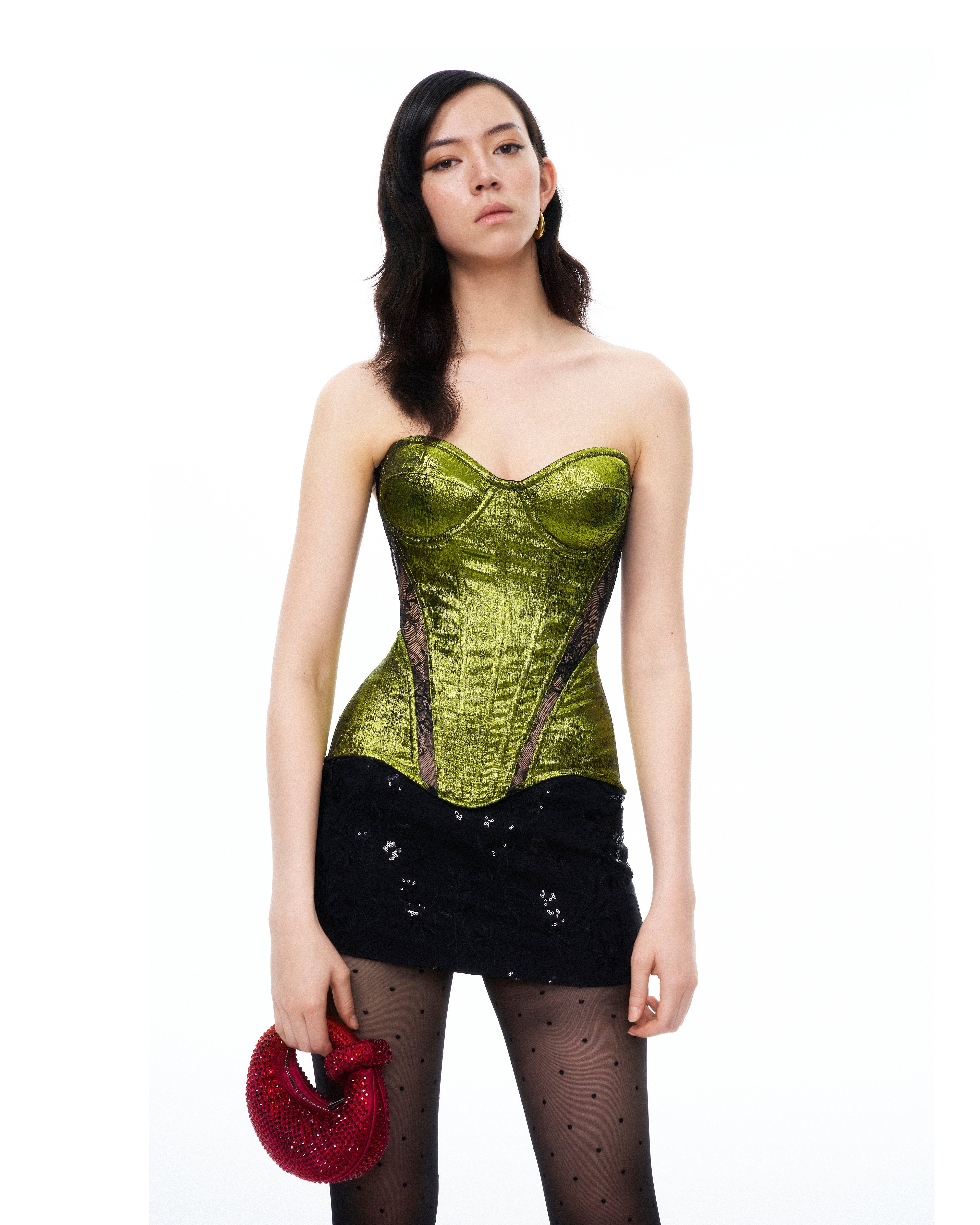 Serenade Floral Lace Corset - Green