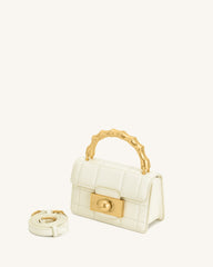 Kaia Bamboo Metal Handle Handbag - White