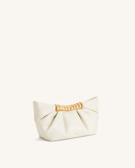 Leia Pleated Clutch - White