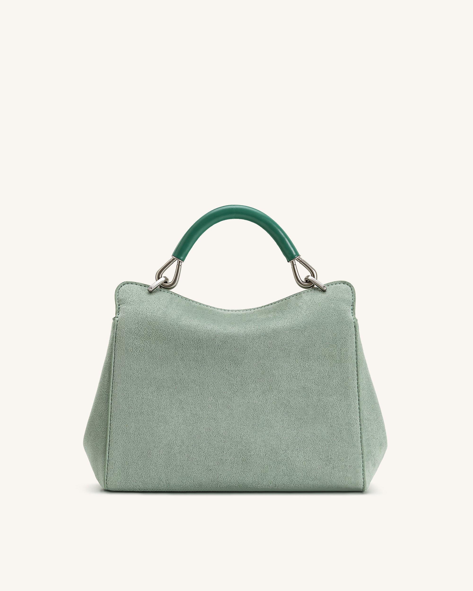 Lucia Classic Faux Suede Top Handle Bag - Matcha Green