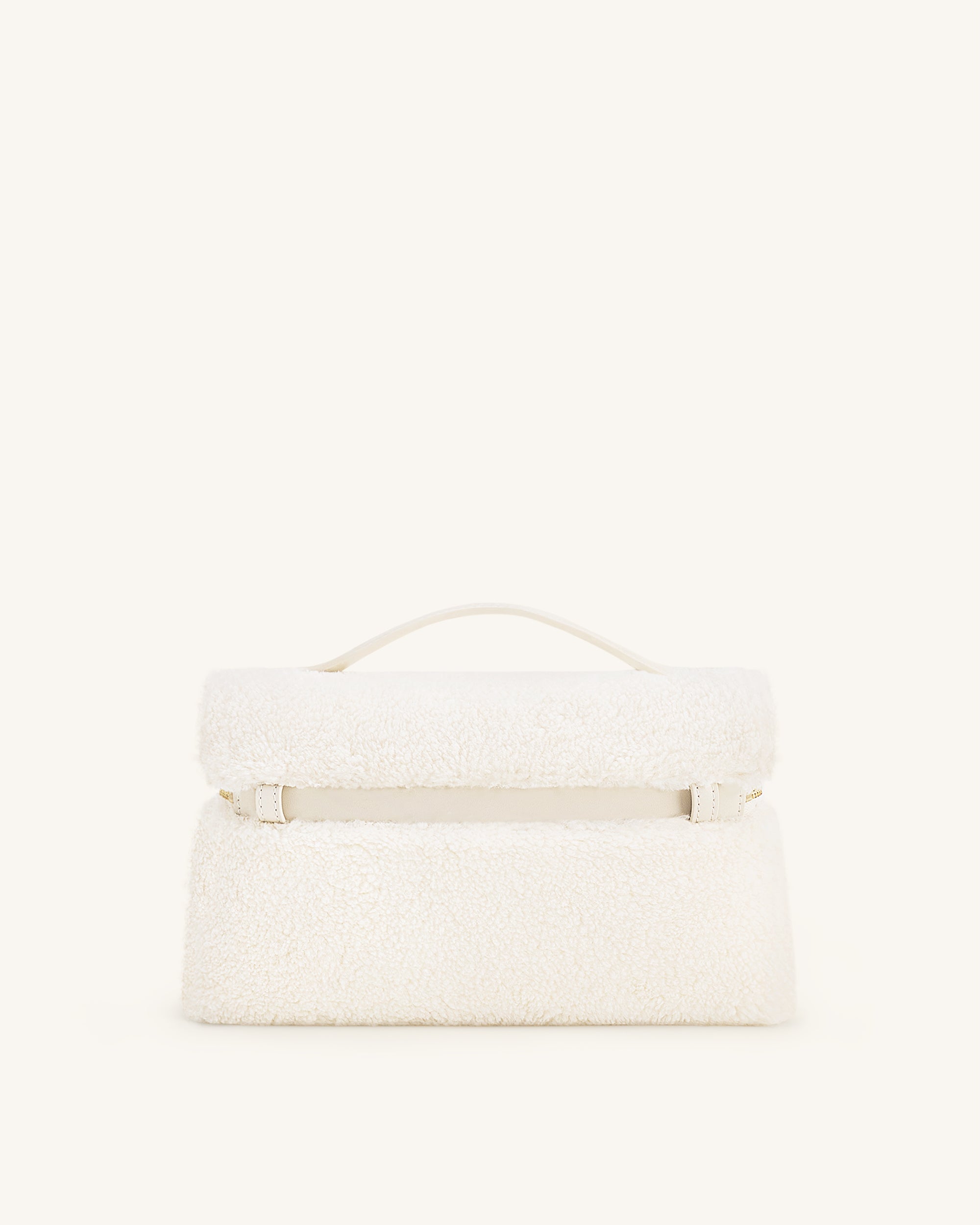 Thea Faux Fur Top Handle Bag - Cream