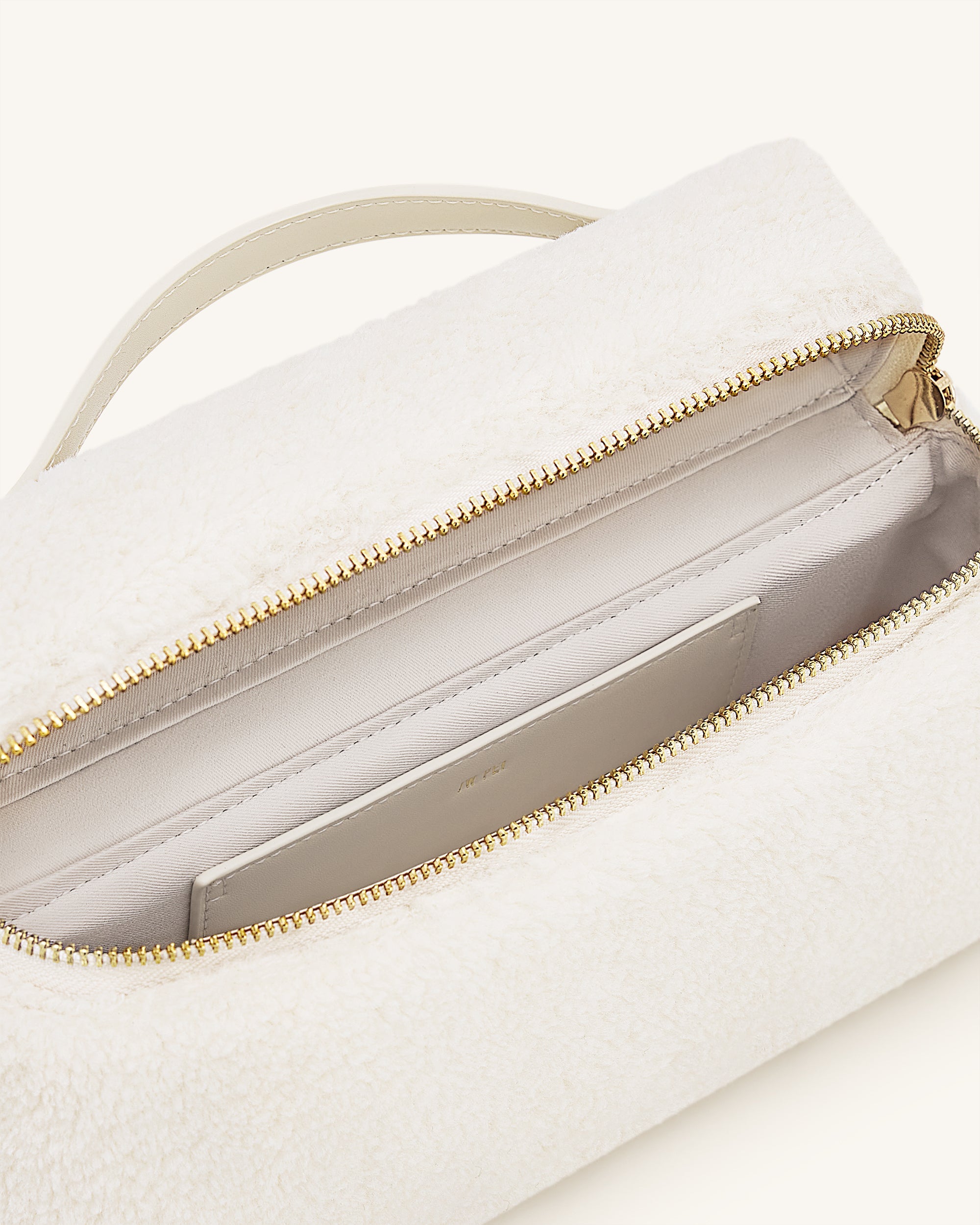 Thea Faux Fur Top Handle Bag - Cream