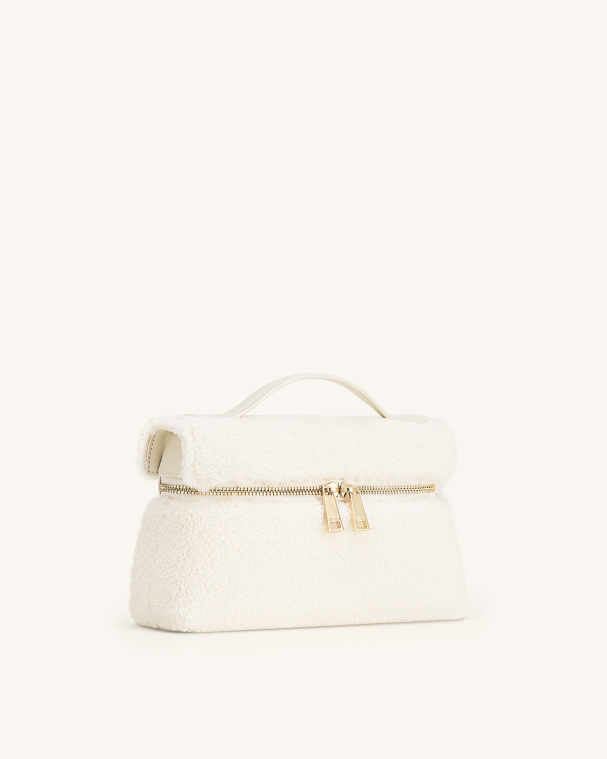 Thea Faux Fur Top Handle Bag - Cream