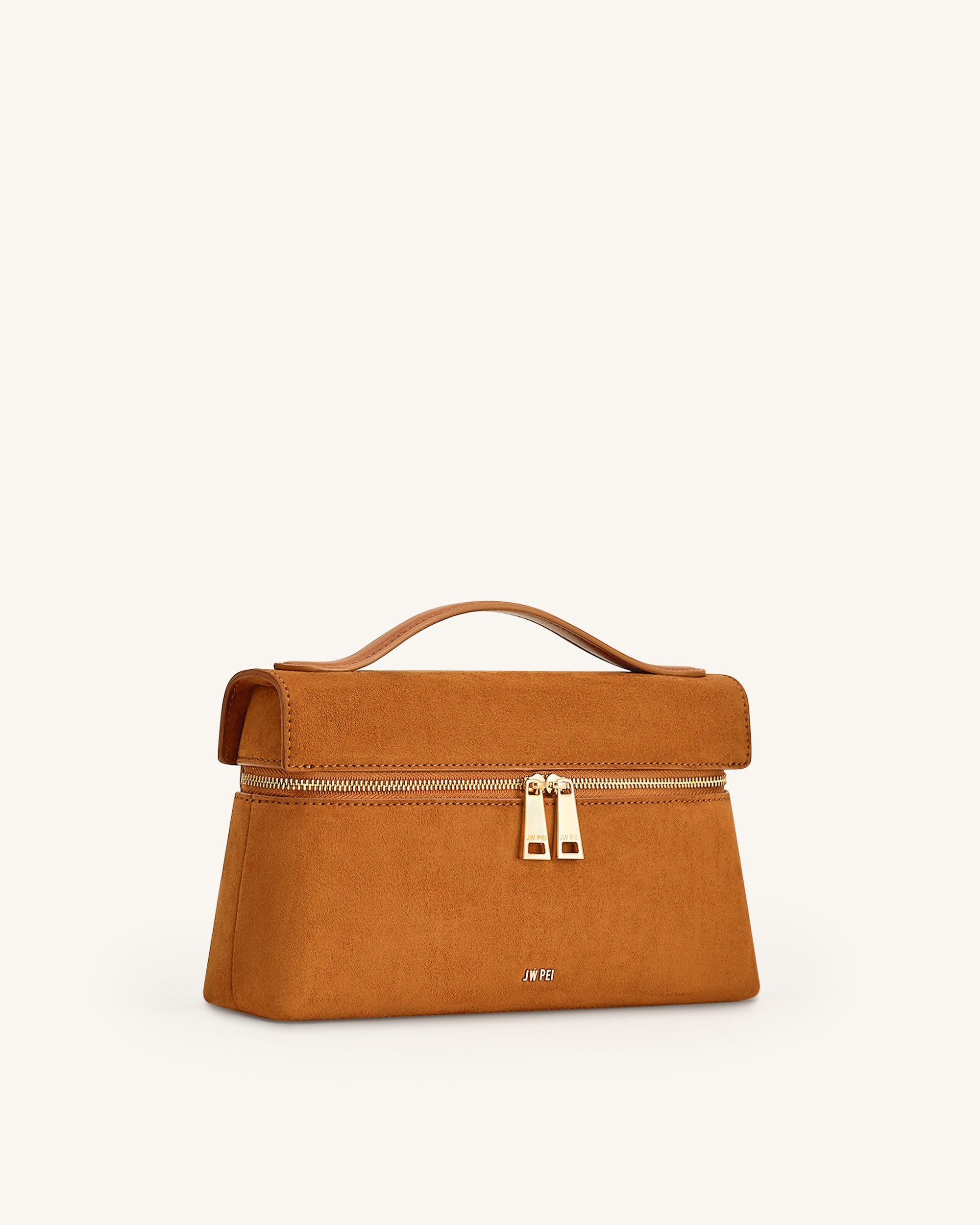 Thea Faux Suede Top Handle Bag - Camel