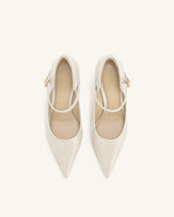 Thalina Patent Leather Pumps - Beige