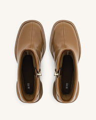 Saylor Round Toe Platform Ankle Boots - Brown