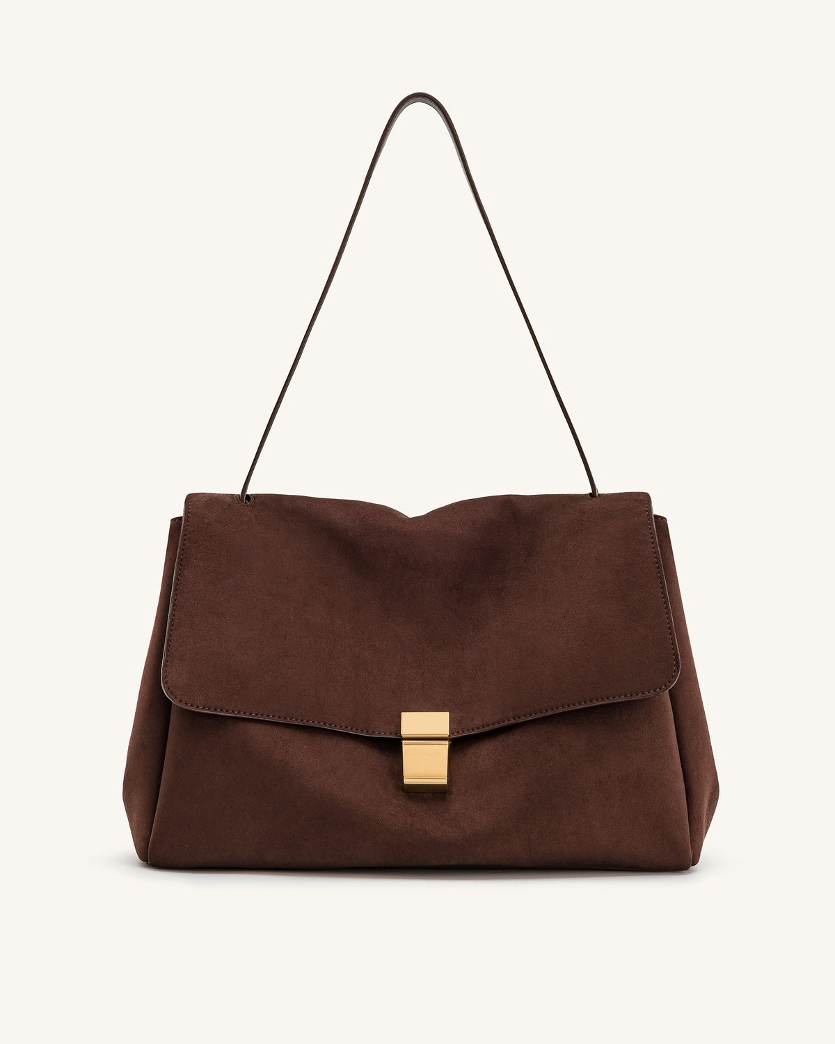 Hilary Faux Suede Shoulder Bag - Dark Brown
