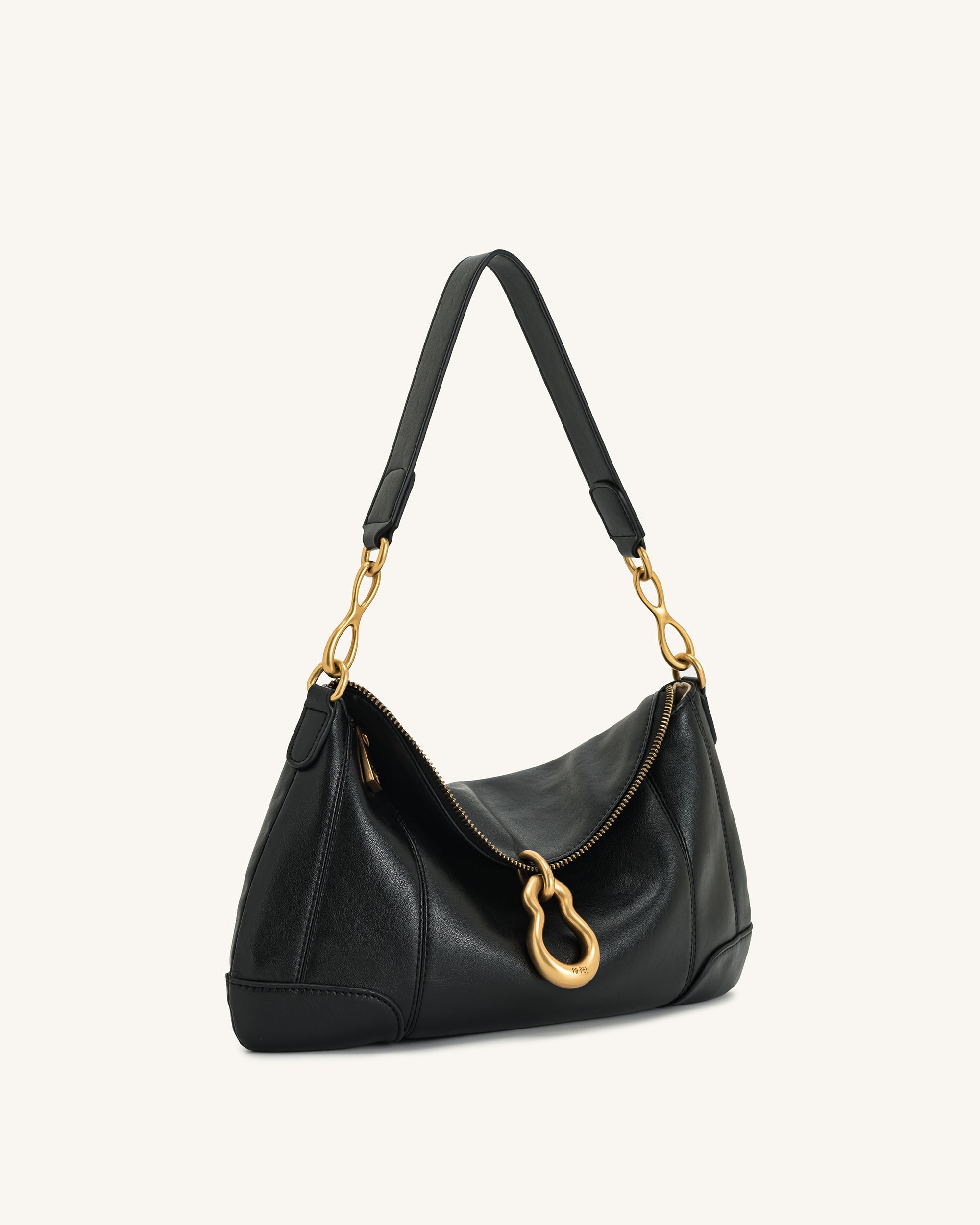 Jayla Metal Pendant Embellished  Shoulder Bag - Black