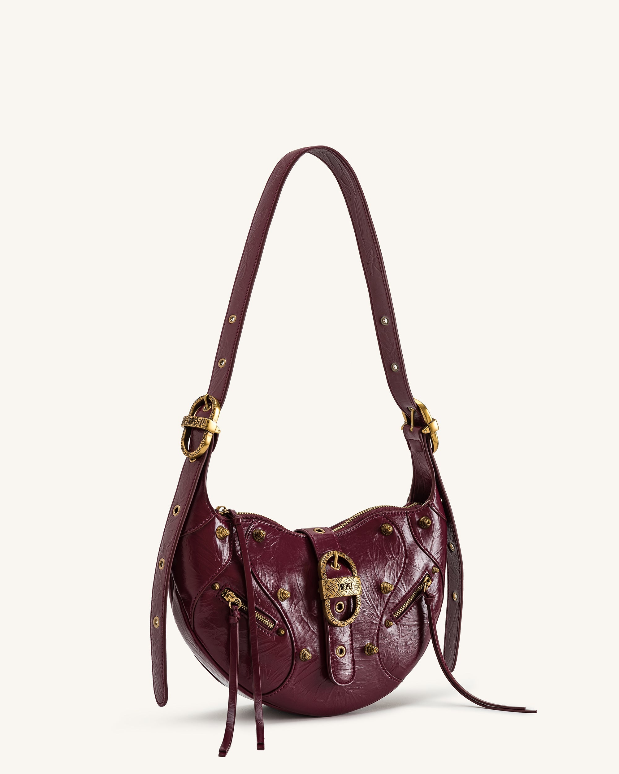 Tessa Studded Shoulder Bag - Burgundy