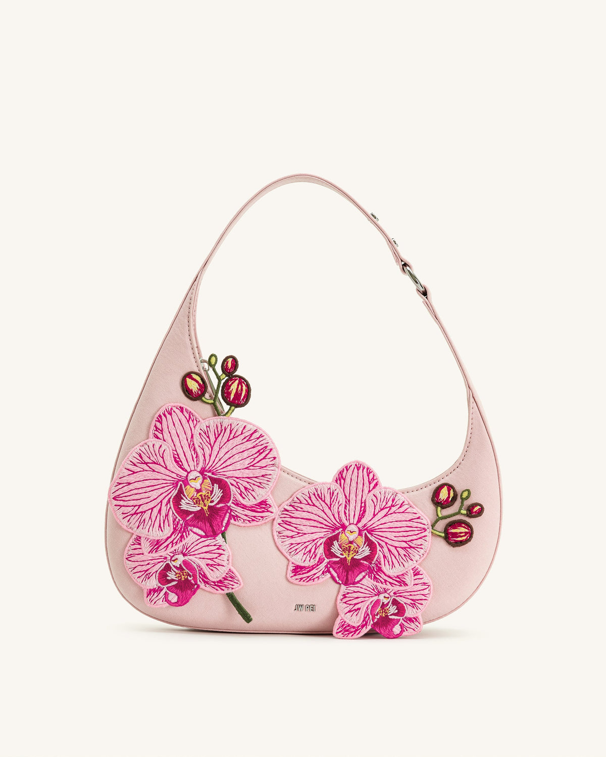 Harlee Orchid Embroidered Shoulder Bag - Pink