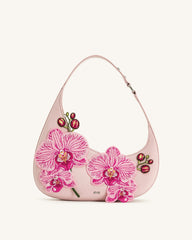 Harlee Orchid Embroidered Shoulder Bag - Pink