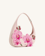 Harlee Orchid Embroidered Shoulder Bag - Pink