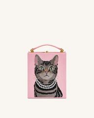 Taya Tabby Cat Pattern Book Shape Clutch Bag - Pink